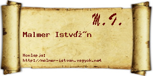 Malmer István névjegykártya